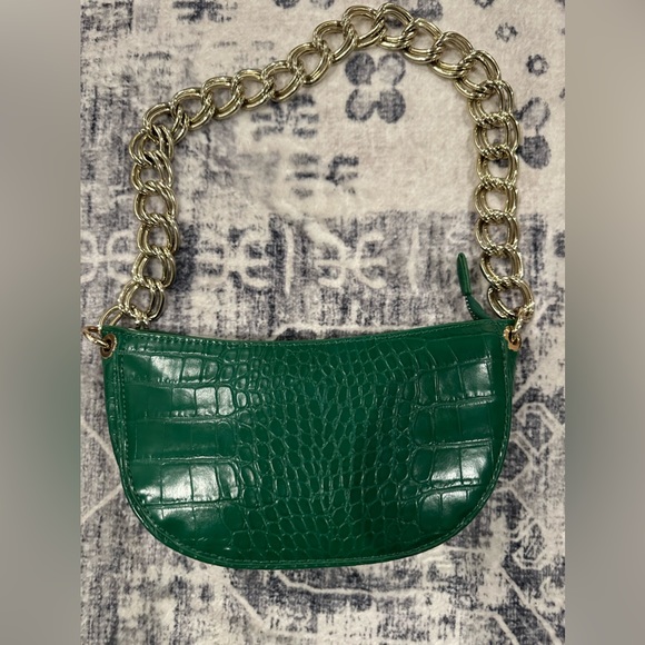 Zara Bags Zara Shoulder Bag Green And Gold Poshmark
